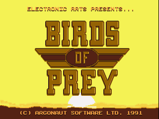 Birds of Prey title screen for Amiga